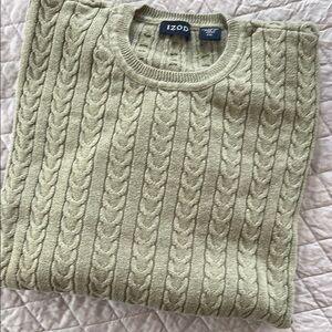 Izod Green Cable Knit Crewneck Sweater